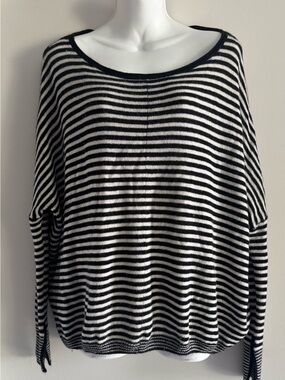 Alice + Olivia Black and White Striped Boatneck Sweater